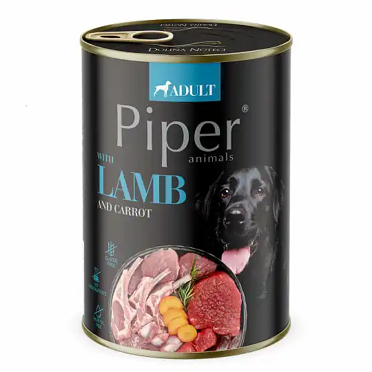 Bezpečná Platba NEW PIPER s jehněčím a mrkví, konzerva pro psy 400 g
