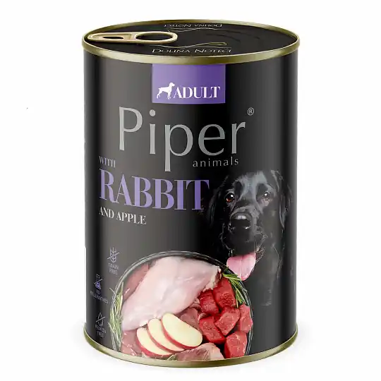 NEW PIPER s králíkem a jablkem, konzerva pro psy 400 g Cenově Výhodný